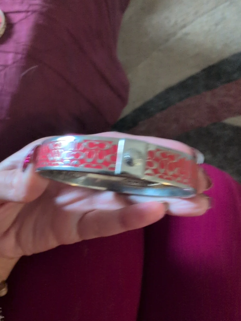 Coach Pink Signature Logo Bangle Bracelet